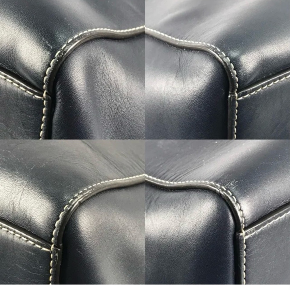 Mulberry Blue Leather Tote Bag with Gold Accents - Picture 11 of 11